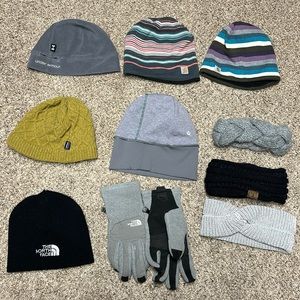 Namebrand Hat and Glove Bundle North Face, Patagonia and more!